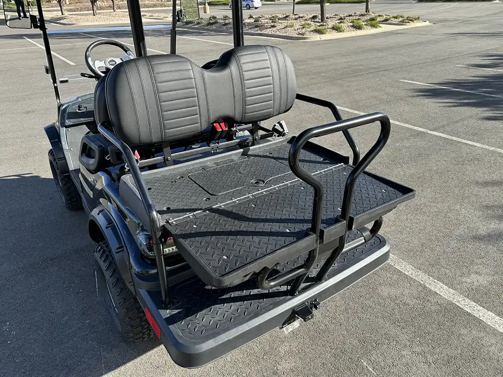 2025 black icon i40l golf cart flat bed