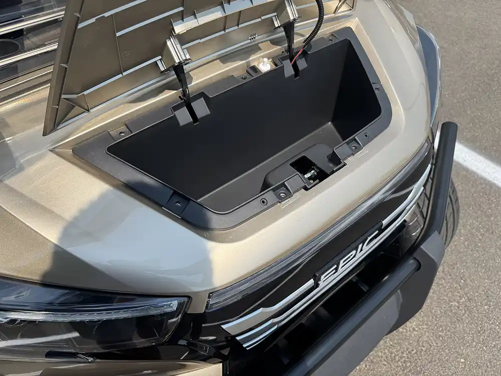 epic e40fx champagne golf cart front storage