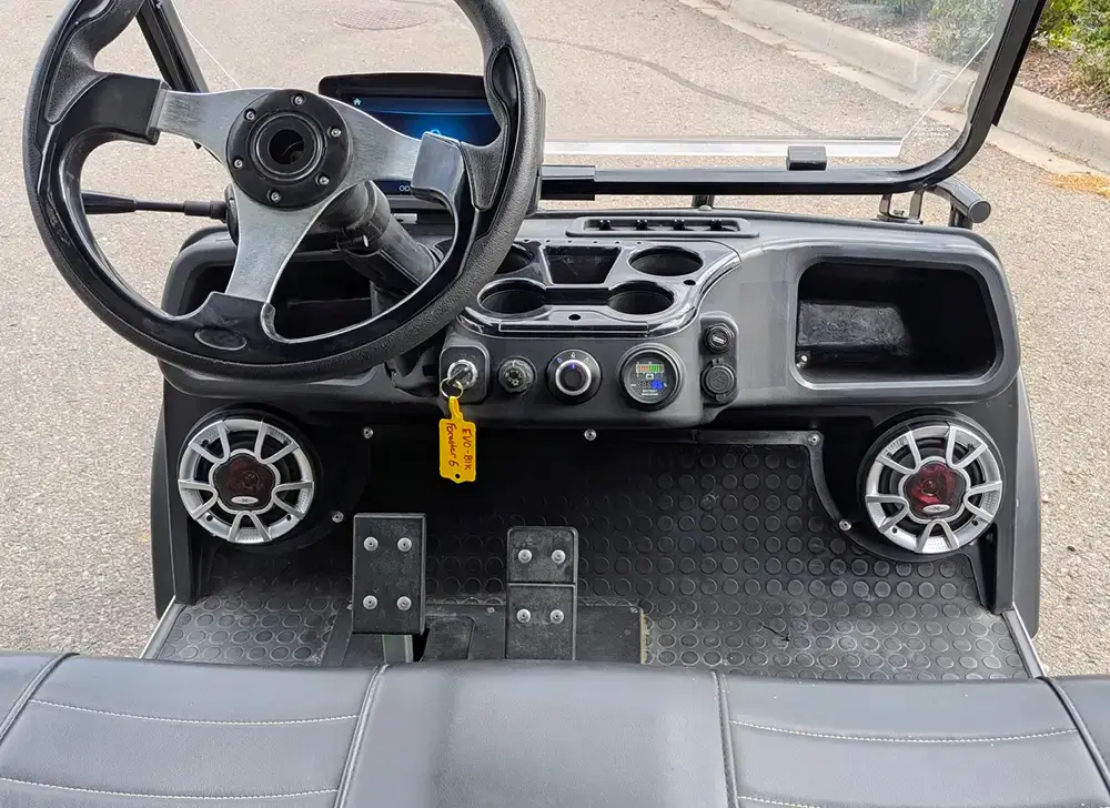 used evolution golf cart interior and touchscreen display